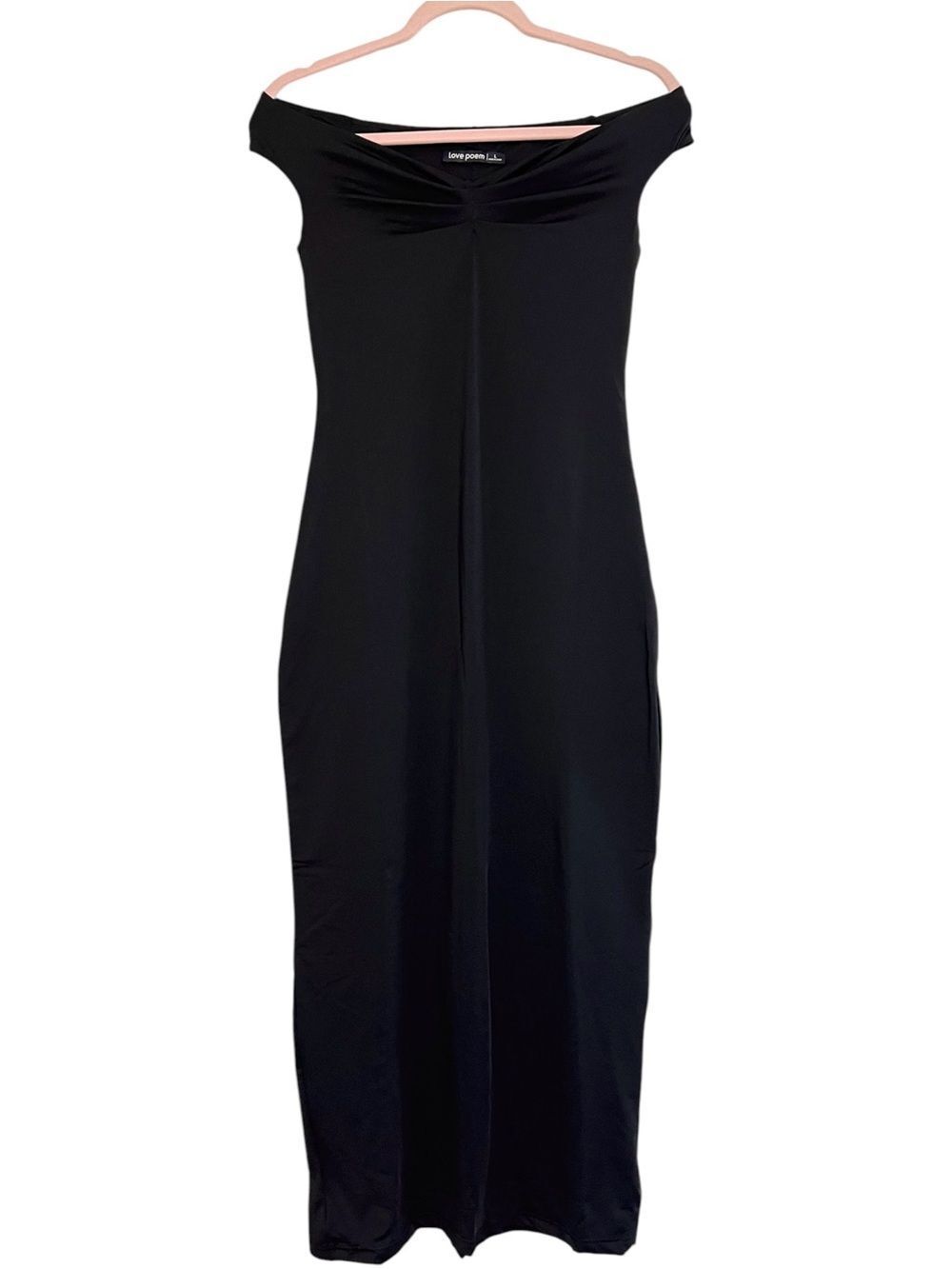 Love Poem Long Black Off-Shoulder Stretchy Body Con Maxi Dress Size L